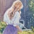 Original oil painting by Sean Wu, Girl watering flowers