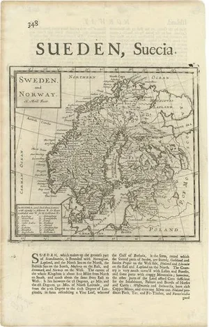 Antique Map of Sweden and Norway by H. Moll, 1715