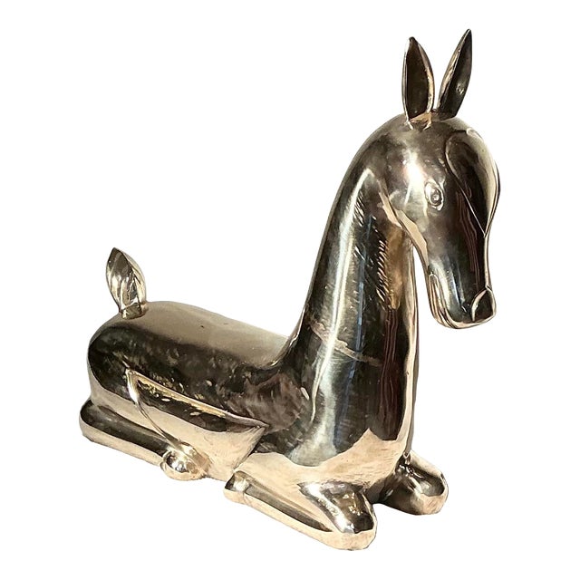 Vintage Regency Polished Brass Horse Sculpture Attributed Maitland Smith, C. 1970s For Sale