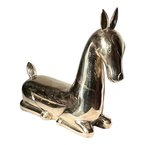 Vintage Regency Polished Brass Horse Sculpture Attributed Maitland Smith, C. 1970s