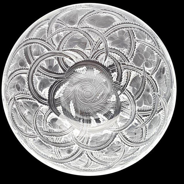 Lalique France Pinsons Crystal Centerpiece Bowl With Frosted Finches 9.125" For Sale - Image 17 of 18