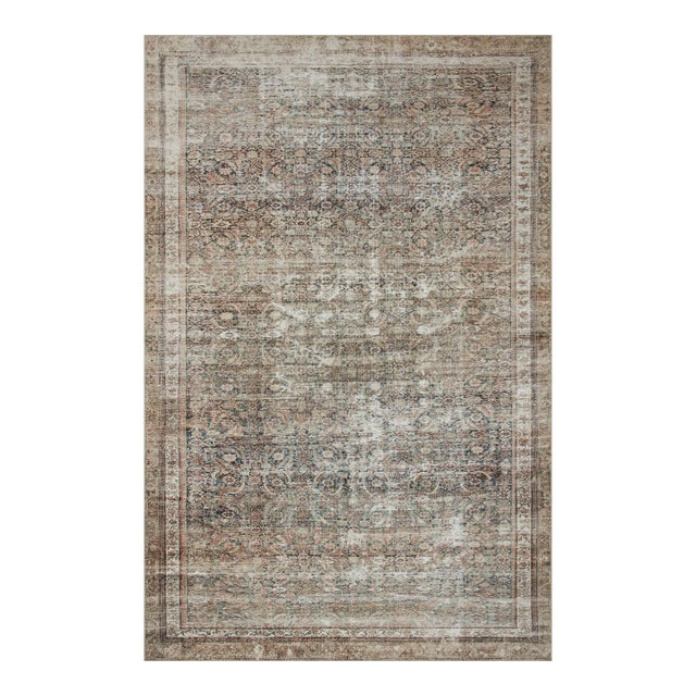 Chris Loves Julia x Loloi Jules Ink / Terracotta 2'-0" x 5'-0" Accent Rug For Sale