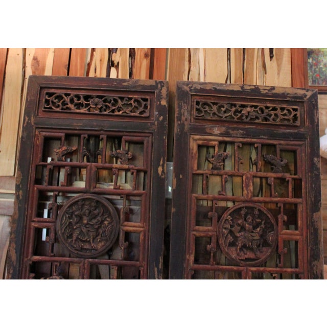 Antique Chinese Door Panels Wall Decor - A Pair | Chairish