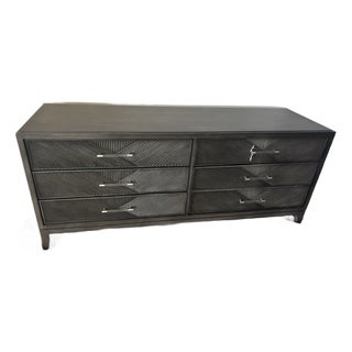 Vanguard Modern Charcoal Textured Three-Drawer Console Credenza For Sale