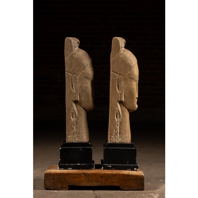 1960s Pair of Modigliani "Tête De Femme" Sculptures by Alva Studios For Sale - Image 4 of 8