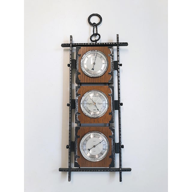 Item: "sundo" weather station hygrometer barometer thermometer age: approx. 1960s length: approx. 45 cm, width approx. 21...