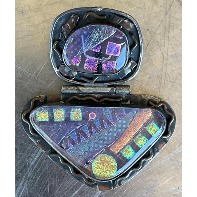 Vintage Hand Crafted 925 Dichoric Glass Pendant For Sale - Image 11 of 12