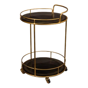 Modern Iron and Leather Serving Side Table Cart