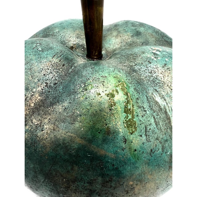 Verdigris Oversized Vintage Painted Terracotta Apple Sculpture With Verdigris Finish - Sculptural, European Cottage, Organic Modern For Sale - Image 8 of 14
