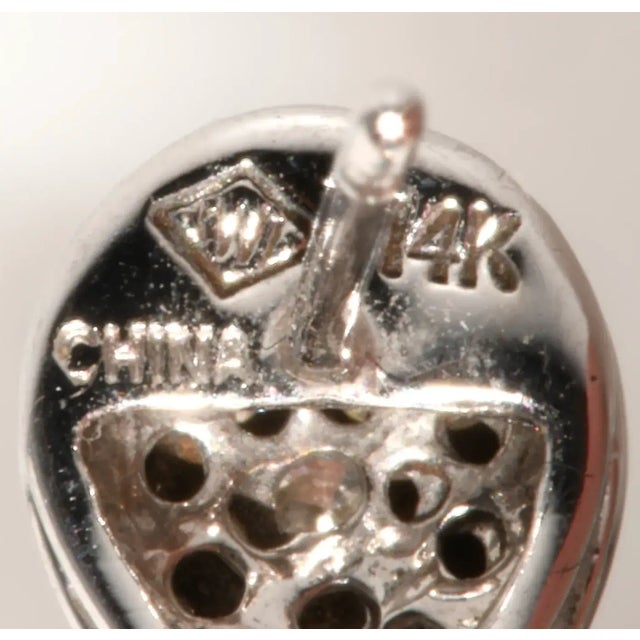 Tahitian Pearls & Diamonds 14k Pierced Earrings For Sale - Image 4 of 4