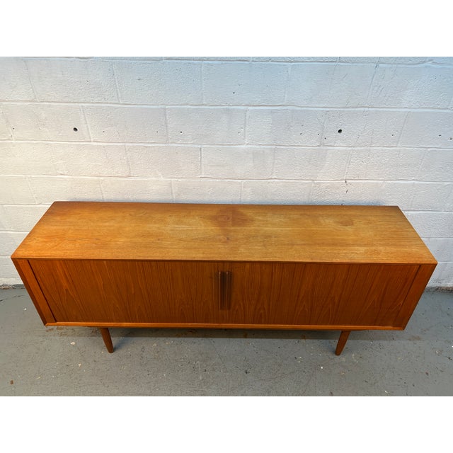 Mid-Century Modern Mid-Century Modern Teak Credenza W/ Tambour Doors For Sale - Image 3 of 18