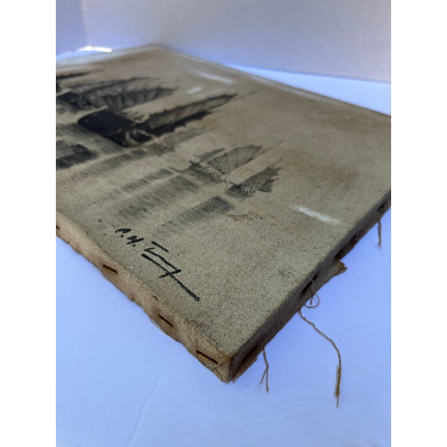 Antique Original Chinese Junk Painting For Sale - Image 6 of 8