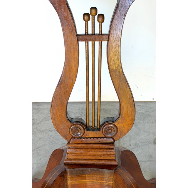 Wood Pair of American Folk Art Inlaid Lyre-Form Tables, circa 1900 For Sale - Image 7 of 10