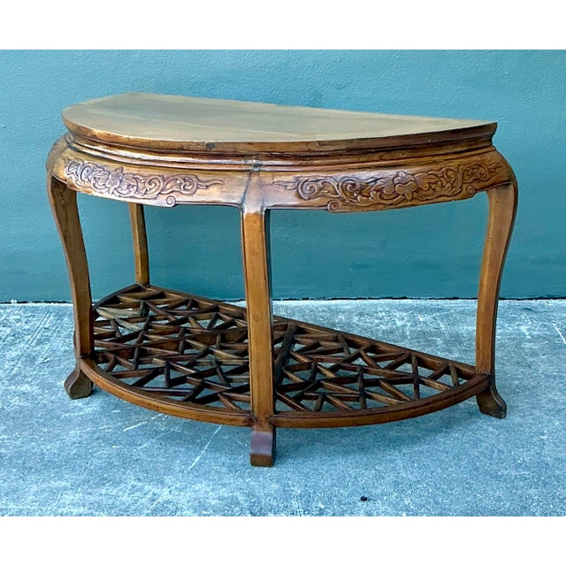 Sienna Vintage Fretwork Demilune Console Table For Sale - Image 8 of 12