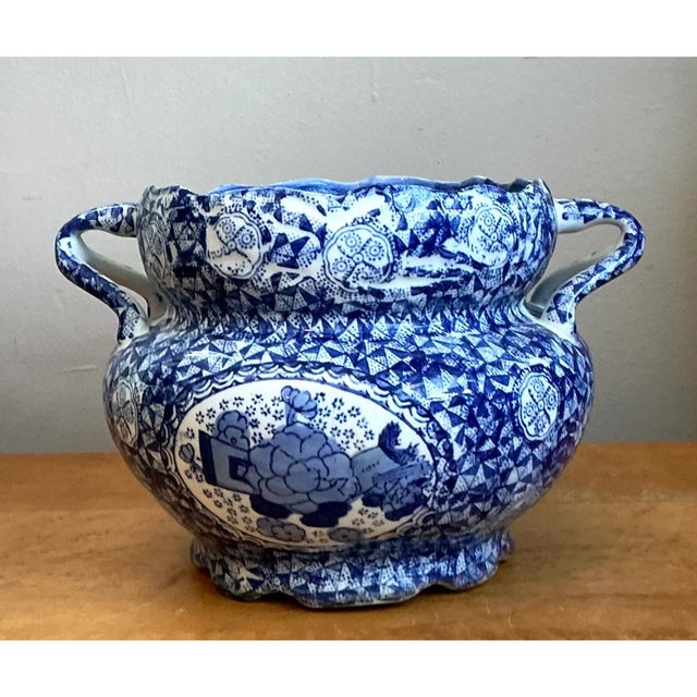 Vintage Blue and White Ceramic Jardiniere For Sale - Image 12 of 12