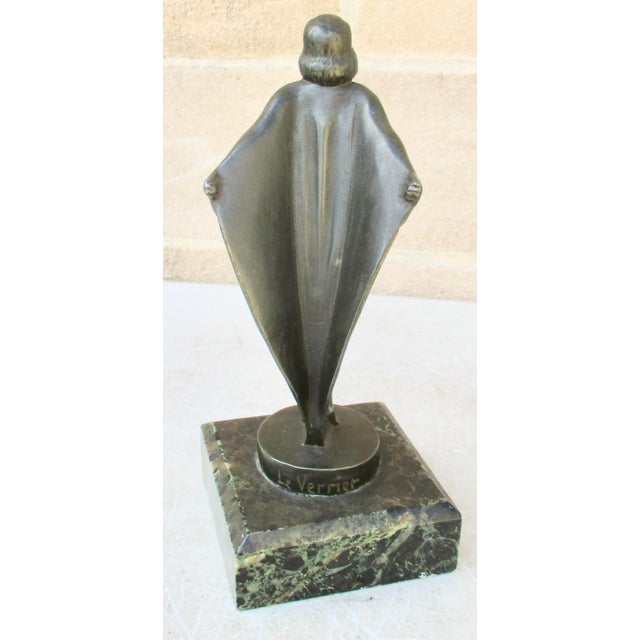 Art Deco Le Verrier Bronze Lady Mascot Hood Ornament Circa 1930s For Sale - Image 3 of 7