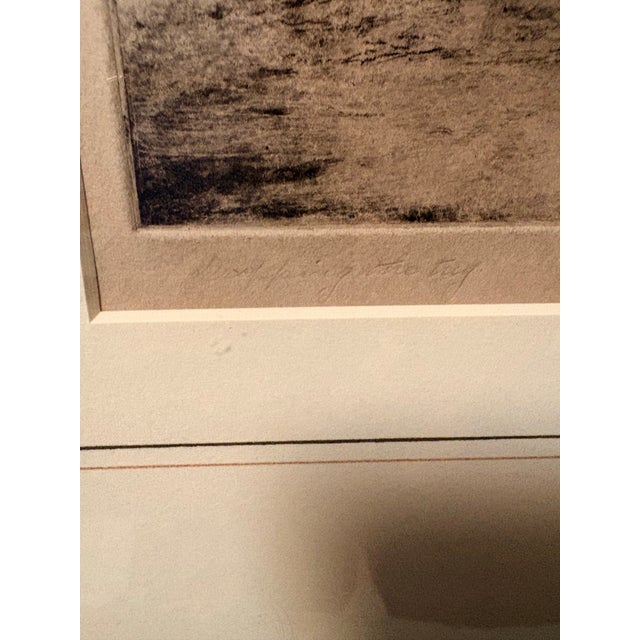 An authentic early 20th-century original etching titled "Dropping the Tug" by renowned Rhode Island marine artist,...