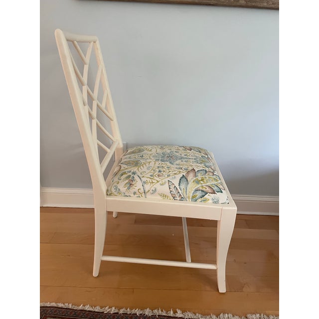 Chinese Chippendale Style WhiteChair Newly Upholstered. For Sale In New York - Image 6 of 7