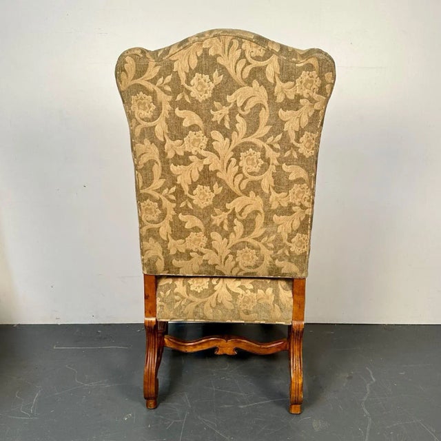 Pair of Jacobean Throne Chairs, King and Queen, Fine Fabric For Sale - Image 11 of 13