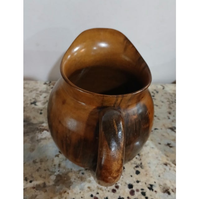 1970s 1970s Hand-Crafted Olive Wood Pitcher For Sale - Image 5 of 7