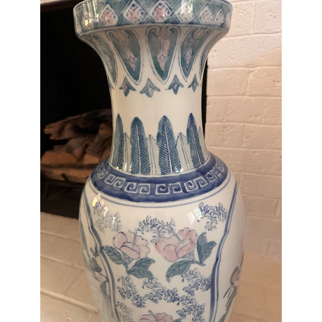 Ceramic Mid-Century Hollywood Regency Chinoiserie Floor Vase or Umbrella Stand 24” For Sale - Image 7 of 12