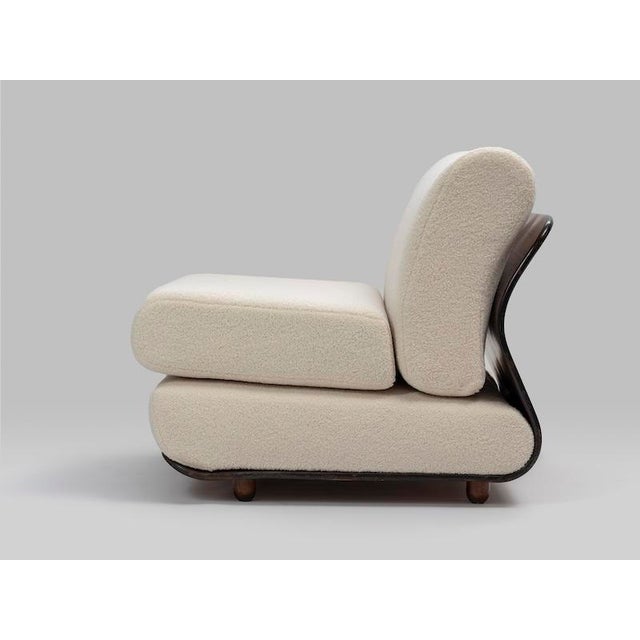Bentwood Lounge Chair with White Bouclé Fabric, Italy, 1970s For Sale - Image 4 of 4