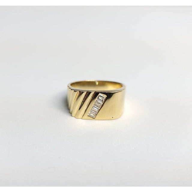 Diagonal Baguette Diamond Wedding Band .33cttw 14k Yellow Gold, Size 8 For Sale - Image 4 of 5