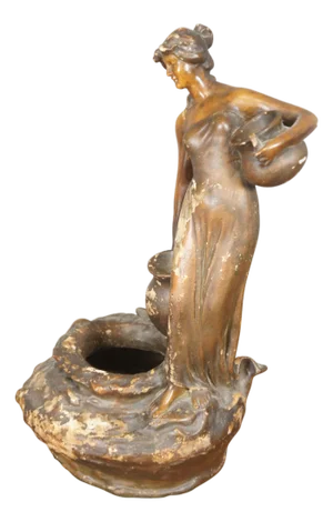 Vintage Neoclassical Chalkware Lady With Jugs Figurine Statue Bud Vase