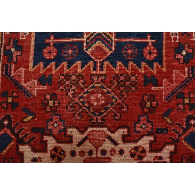Karajeh Runner 3’1” X 11′ Red Wool Semi-Antique Tribal Hand-Knotted Rug For Sale - Image 10 of 15
