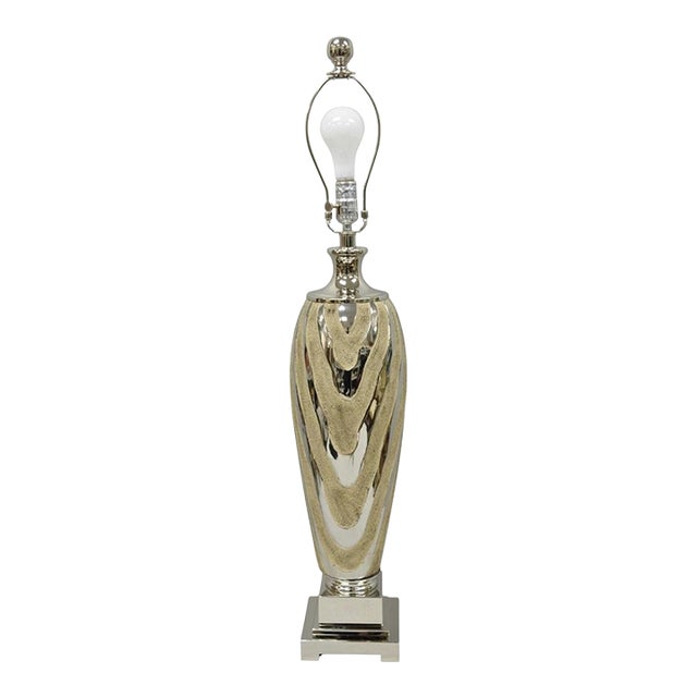 Contemporary Modern Silver & Gold Ceramic "Allegheny" Table Lamp by Uttermost For Sale