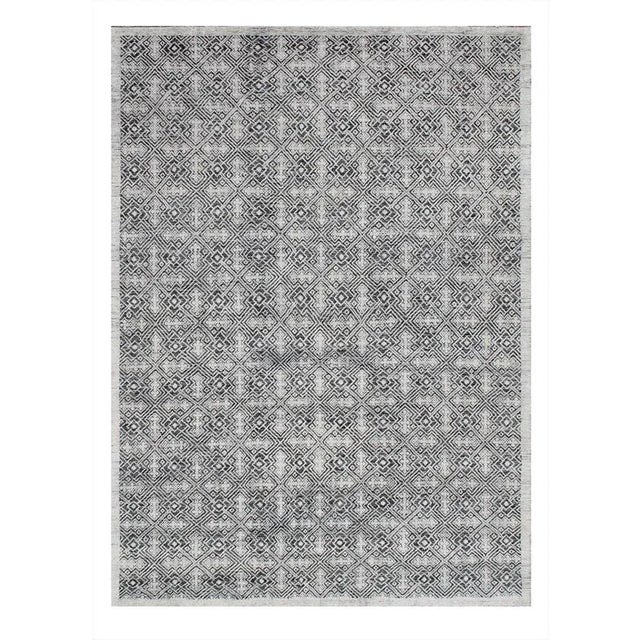 Modern Hand Knotted Wool & Viscose Rug- 8′ × 9′11″ For Sale In Los Angeles - Image 6 of 6