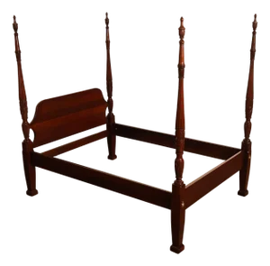 Lexington Queen Size Solid Mahogany Rice Carved Poster Bed