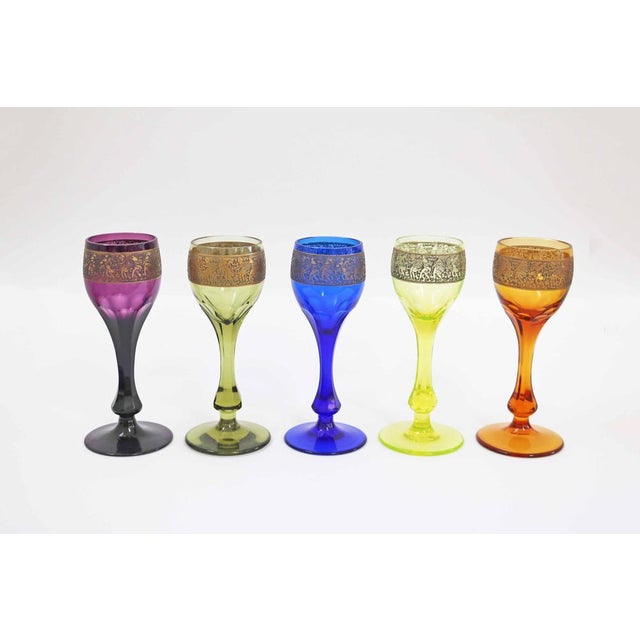 Art Deco Chalices by Ludwig Moser for Karlovy Vary, Former Czechoslovakia, 1920, Set of 5 For Sale - Image 13 of 14