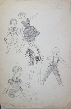 Rosy Andreasi-verdier, Kids at the Beach, Ink Drawing