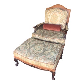 Ethan Allen Oversized Arm Chair & Ottoman For Sale