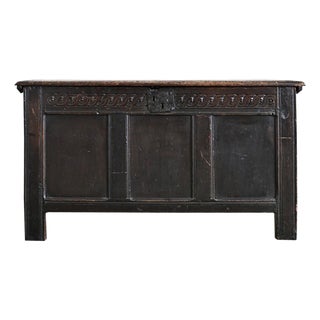 French 19th Century or Earlier Carved Oak Coffer For Sale