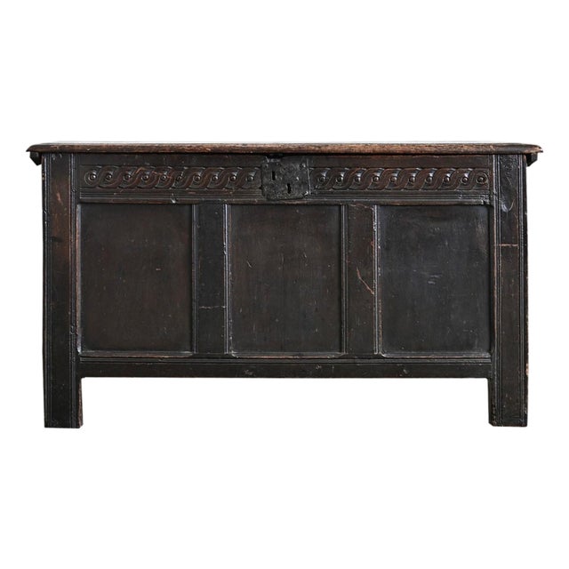 French 19th Century or Earlier Carved Oak Coffer For Sale