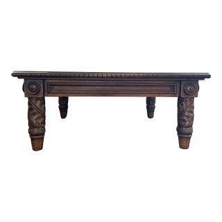 1990s Vintage Ralph Lauren Carved Wood Coffee Table For Sale