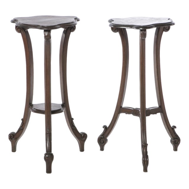 Columns in Carved Walnut, Set of 2 For Sale