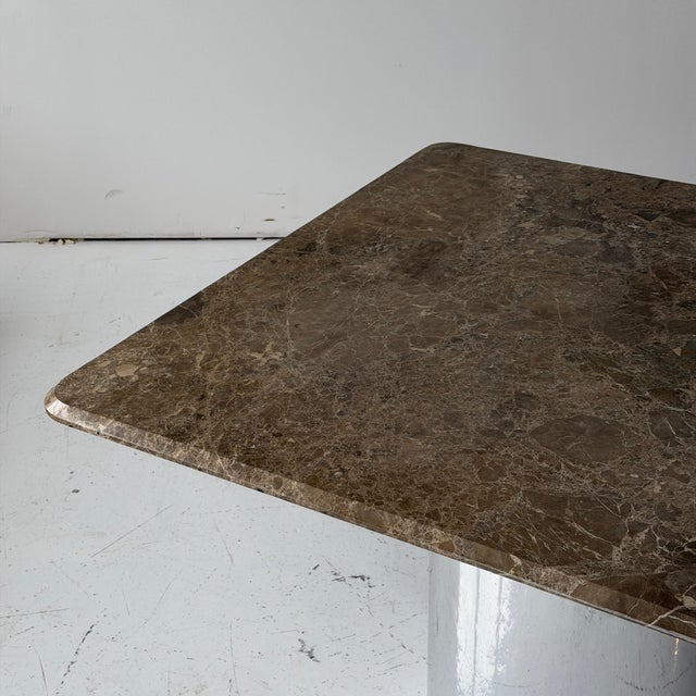 Mid-Century Modern 1980s Chrome/Marble Square Dining Table For Sale - Image 3 of 8