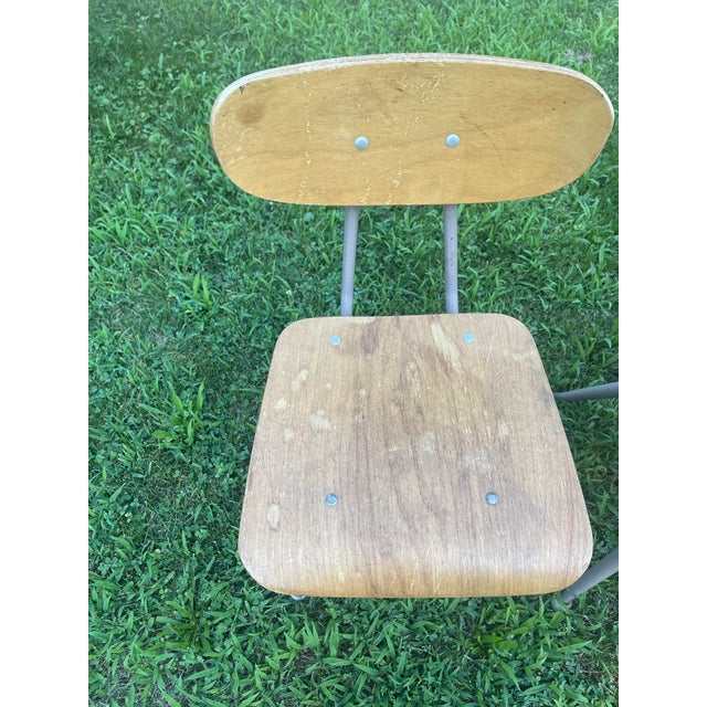 American Seating Company Mid 20th Century American Seating Co. Set of 3 Wooden Classmate Chairs For Sale - Image 4 of 11