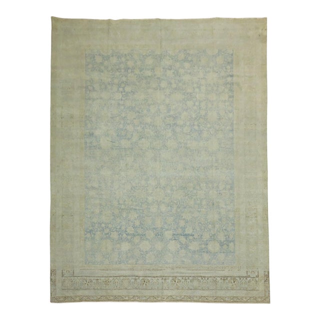 Vintage Zabihi Collection Light Blue East Turkestan Rug For Sale