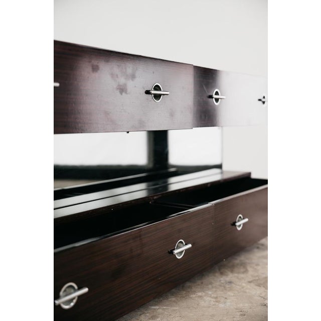 Modernist Cubic Chest of Drawers in Wood Veneer and Glass,1980s For Sale - Image 9 of 15
