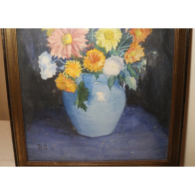 1932 Original Botanical Flower Realism Watercolor Painting on Paper Art For Sale In New York - Image 6 of 9