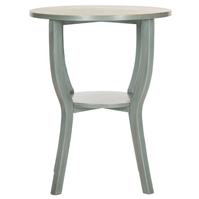 2020s Round Pedestal Accent Table in Barn Blue For Sale - Image 5 of 5