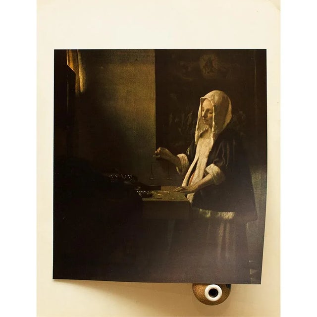 1956 After Vermeer "A Woman Weighing Gold", Vintage Full-Color Print For Sale - Image 4 of 7
