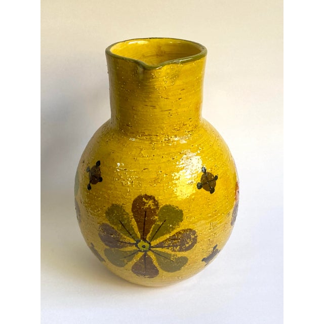 1950s Mid Century Bitossi Italy Large Yellow Ceramic Jug Pitcher For Sale - Image 5 of 10