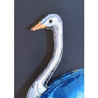 Sofía Cristina Jiménez, Silver Inflatable Ostrich, Lady Truthi 2, 2024, Acrylic Painting For Sale