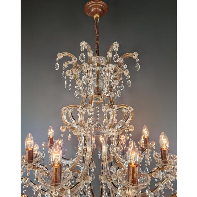 Large Antique Crystal Chandelier Restored Italian Bohemian Style Vintage For Sale - Image 17 of 18
