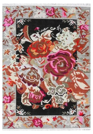Bessarabian Style Floral Flat Kilim Rug